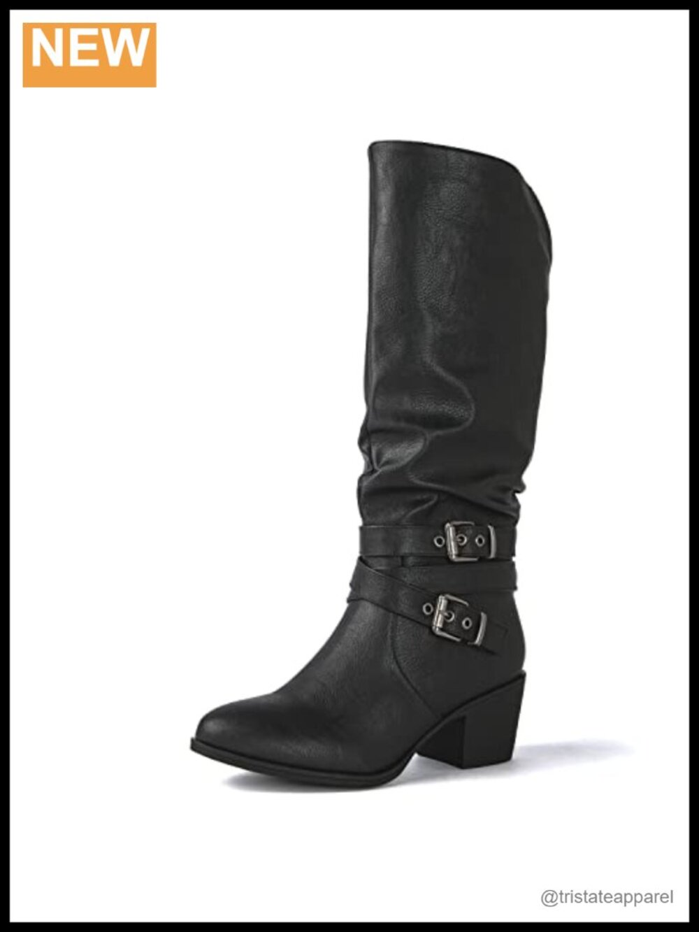 Women's Knee High Western Cowboy Boots Faux Leather Block Heel Fashi
